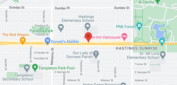 map of 2641 E HASTINGS STREET